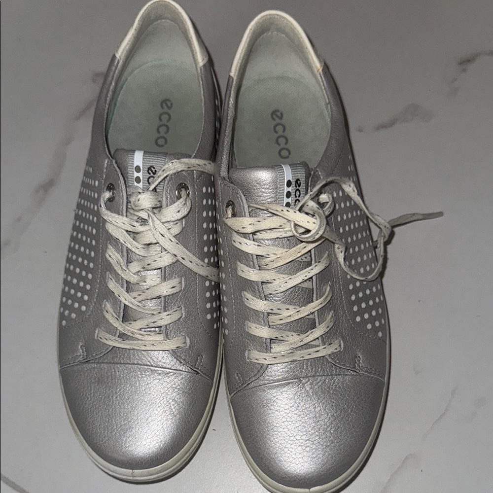 Ecco Charcoal Leather Ladies Golf Shoes - Picture 2 of 2